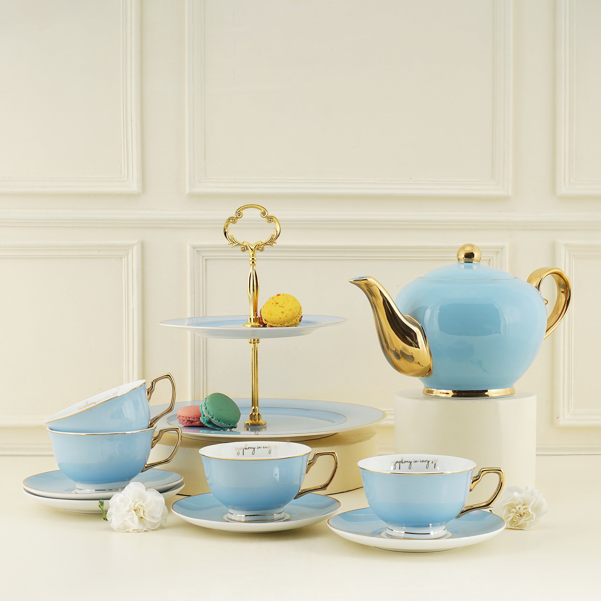 10-piece Signature – Powder Blue Tasse de Set High Thé Tea