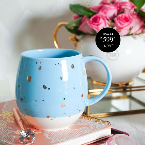 Charming Ceramic Blue & White, Tea & Coffee Mug (450ml)