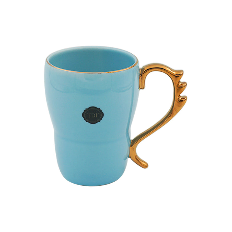 Bold & Bright Blue Mug (500ml) with Designer Golden Handle