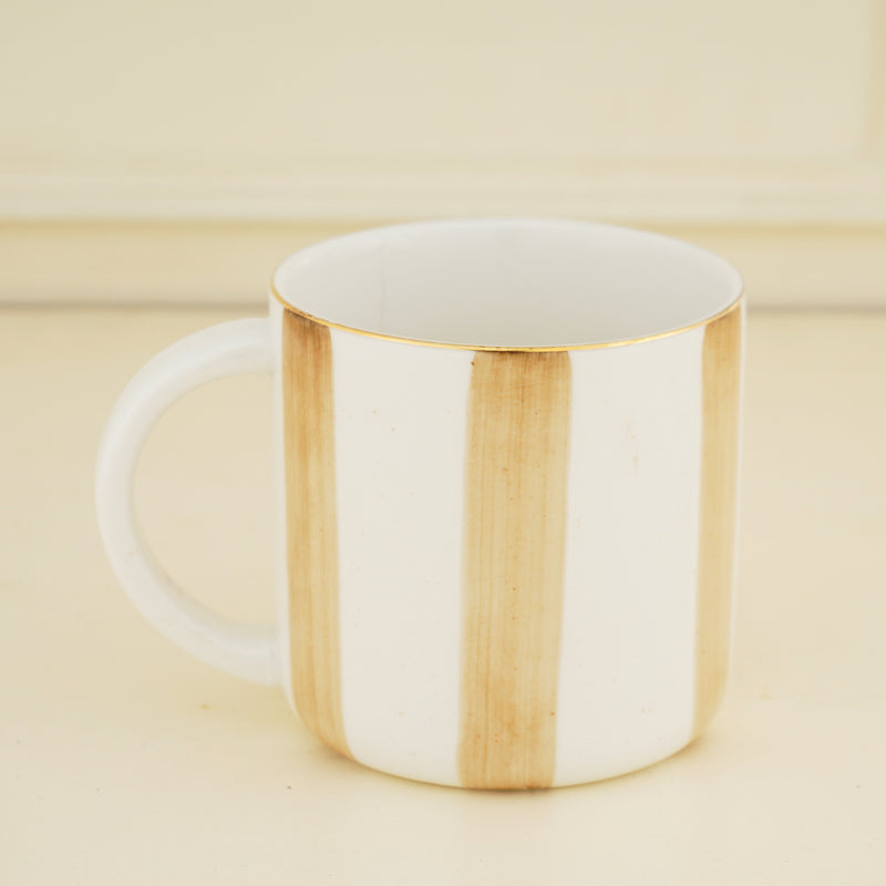 Elegant Porcelain Big Beige Stripes, Tea & Coffee Mug (300ml)