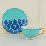 Set of 4, Limited Edition Indian Motif, Fine Porcelain Cups And Saucers Set