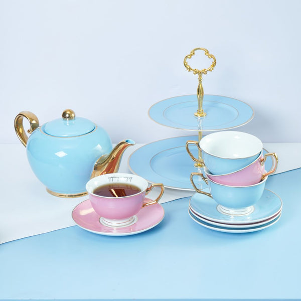 10-piece Signature Powder Blue & Flamingo Pink Tea Set