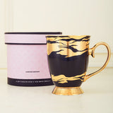 Set of 4, Limited Edition Blue, Pink, Black & White Golden Starburst, New Bone China Mugs