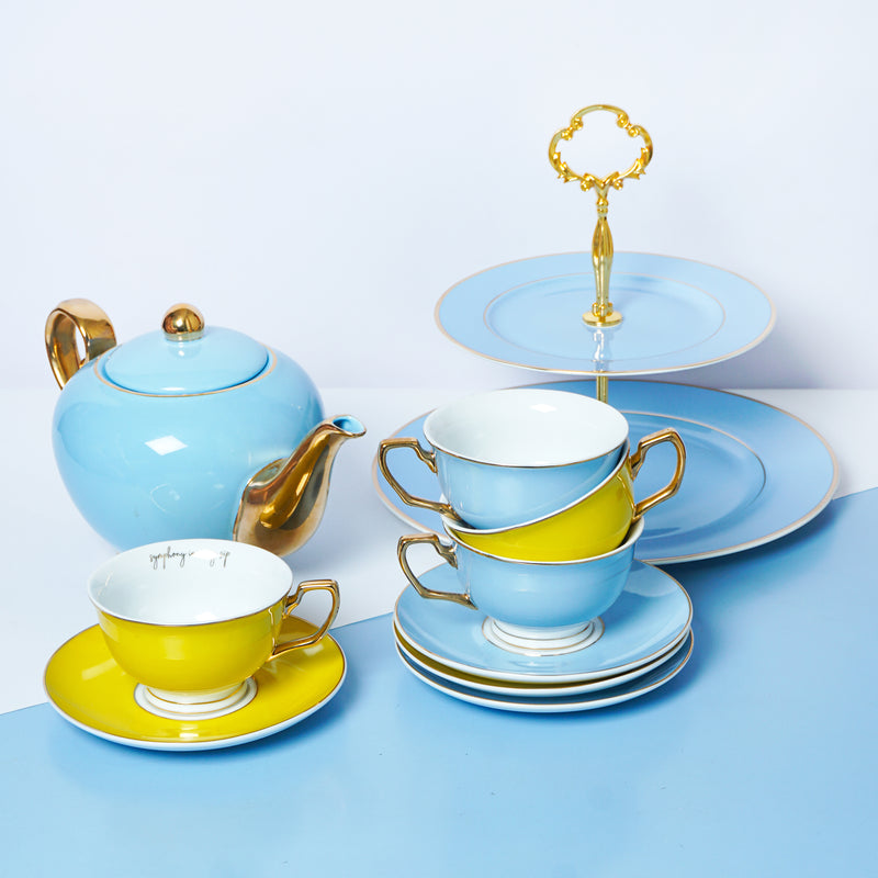 10-piece Signature Powder Blue & Sunshine Yellow Tea Set