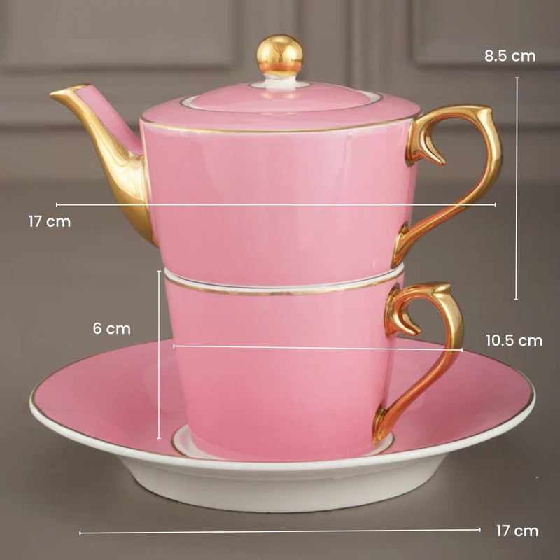 TDT's Signature Blush Pink Tea For One, 3 piece, New Bone China Set