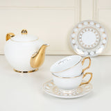 Supremely Royal White & Gold Mandala Tea Set