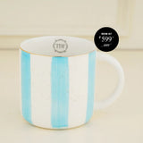 Elegant Porcelain Big Blue Stripes, Tea & Coffee Mug (300ml)