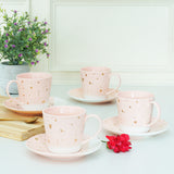 The Spotless All Pink Bone China Cup & Saucer, Set of 4