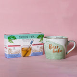 FREE Tea Stick Box with New Bone China Green Marble Mug