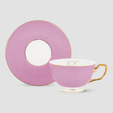 Set of 2, Sweet Lilac Teacup & Saucer Set, Fine Porcelain