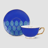 Limited Edition Nuit Blanche Indian Motif, New Fine Porcelain Cups and Saucers Set