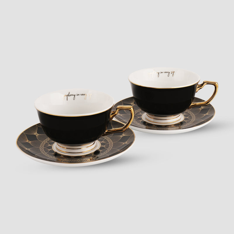 Limited-Edition Mandala Dreams Cup and Saucer Black & Gold