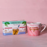 FREE Tea Stick Box with New Bone China Pink Marble Mug