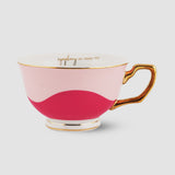 Limited Edition Bossa Nova, Pink and Red Fine Porcelain Cups and Saucers Set