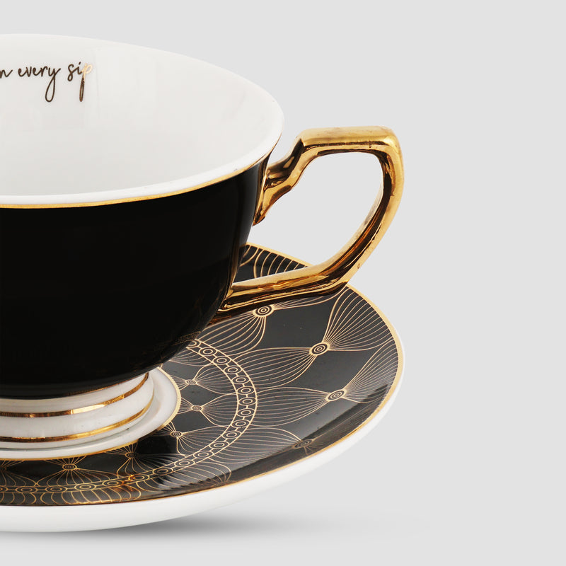Limited-Edition Mandala Dreams Cup and Saucer Black & Gold