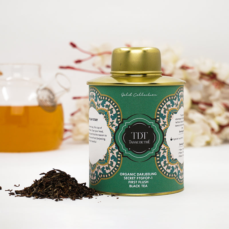 Organic Darjeeling Secret FTGFOP-1 First Flush- Platine Loose Leaf Black Tea Tin, 100G