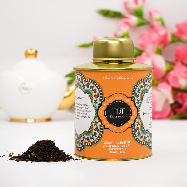 Organic Jewel of Darjeeling TGBOP-1 First Flush- Argent,Black loose leaf tea tin,150G