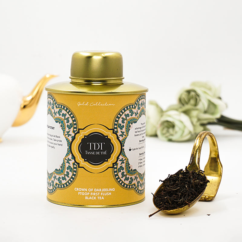 Crown of Darjeeling Black FTGFOP First Flush- Platine, loose leaf tea tin ,100G
