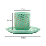 Set of 4, Assorted Bone China Mini Cup and Saucer Set, Pink, Green, White & Grey (80 ml)