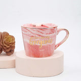 Set of 2, Green & Pink Marble Finish Bone China Tea & Coffee Mugs (300ml each)