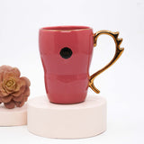 TDT Combo of Bold & Bright Pink & Purple Mug (500ml) with Designer Golden Handle (Set of 2)