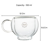Clear Double Wall Insulated Borosilicate Glass Cup, Set of 4 (100ml)