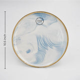 10.5 Inch Marble Effect Porcelain Dinner Plate – Pink & Blue, Set of 4