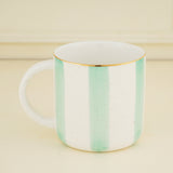 Elegant Porcelain Big Green Stripes, Tea & Coffee Mug (300ml)