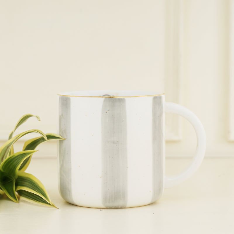 Elegant Porcelain Big Grey Stripes, Tea & Coffee Mug (300ml)