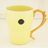 Bold & Bright Yellow Mug (500ml) with Designer Golden Handle