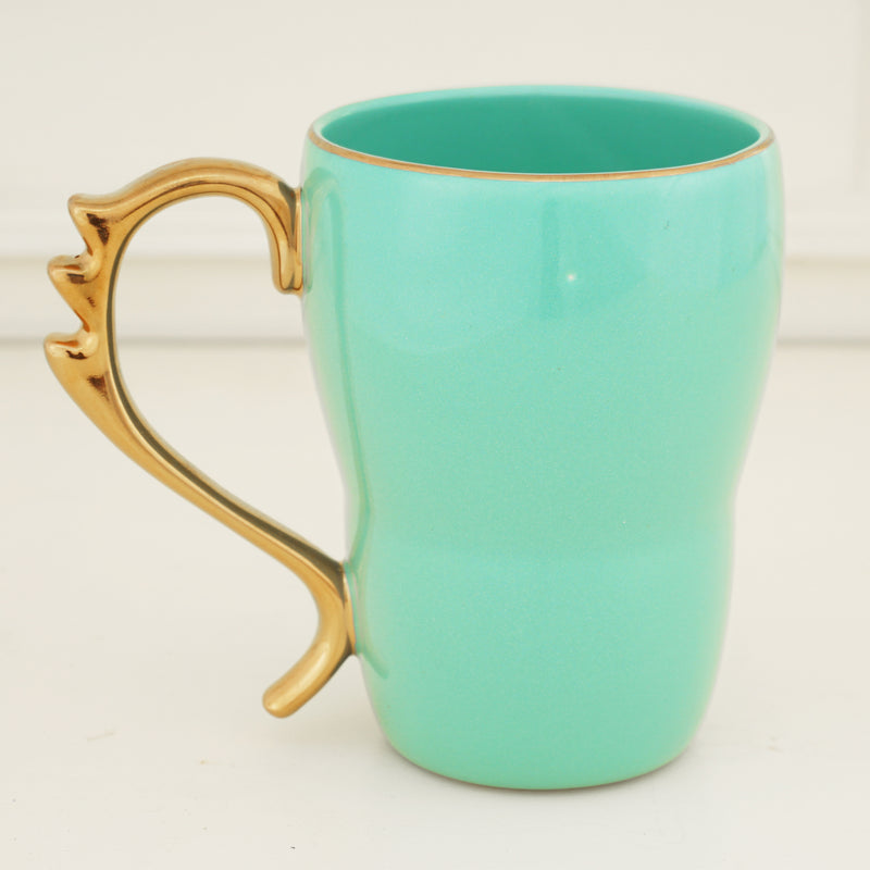 Bold & Bright Green Mug (500ml) with Designer Golden Handle